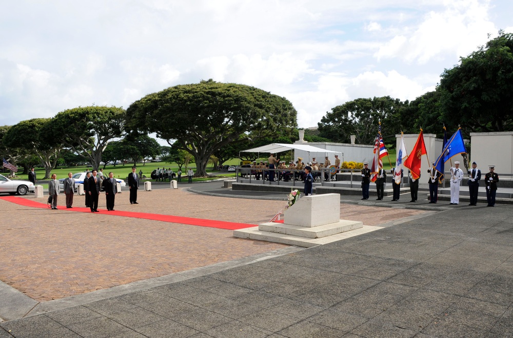 Ceremony at Honolulu's National Memorial Cemetery of the Pacific at Punchbowl