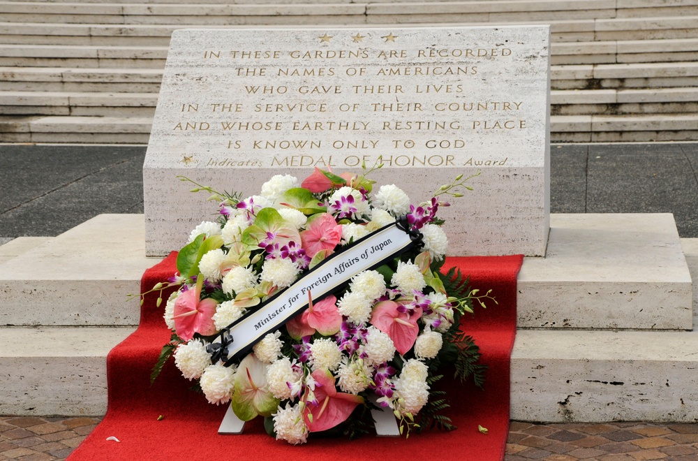 Ceremony at Honolulu's National Memorial Cemetery of the Pacific at Punchbowl