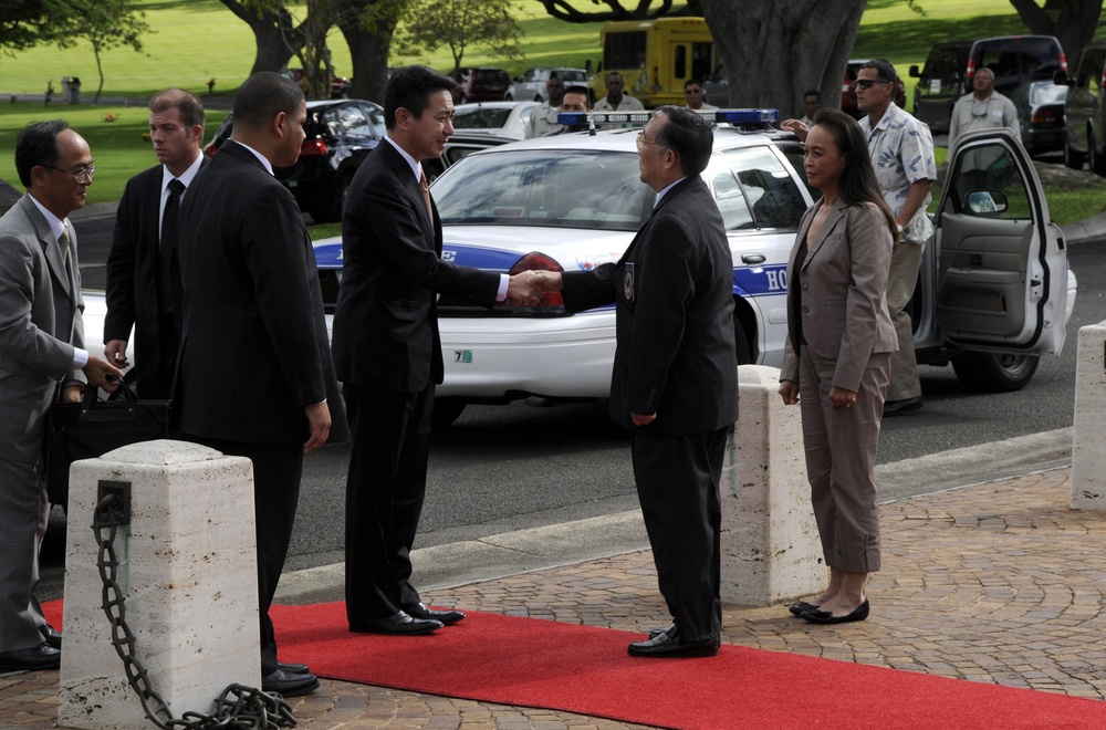 Ceremony at Honolulu's National Memorial Cemetery of the Pacific at Punchbowl