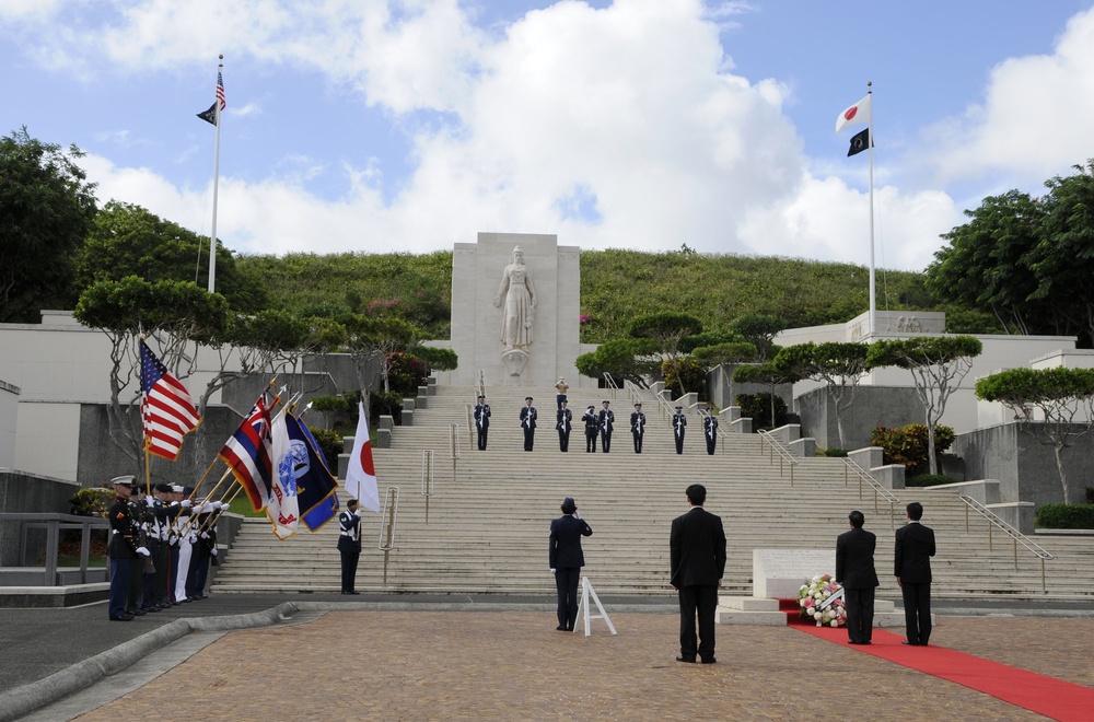 Ceremony at Honolulu's National Memorial Cemetery of the Pacific at Punchbowl