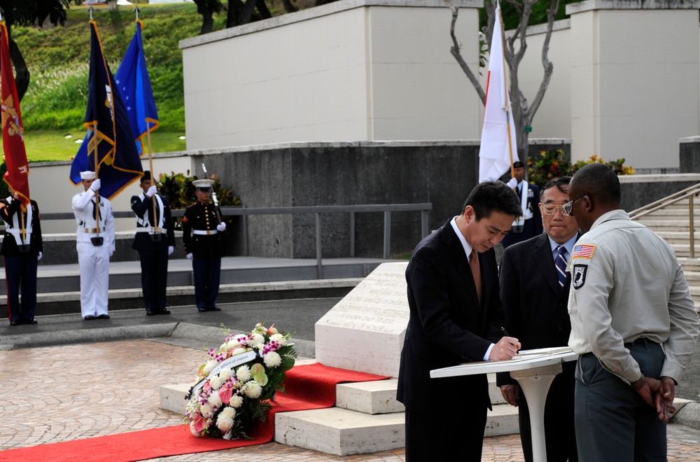 Ceremony at Honolulu's National Memorial Cemetery of the Pacific at Punchbowl