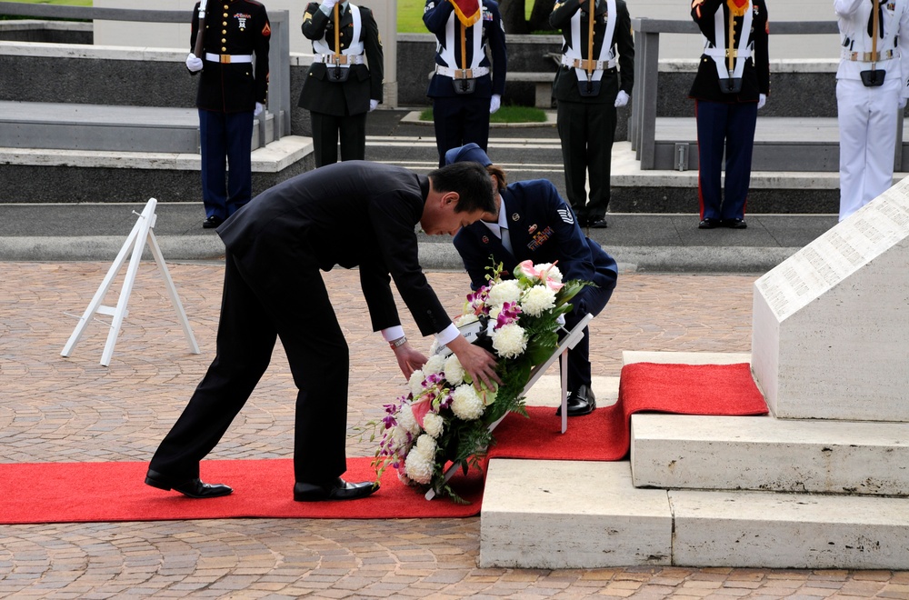 Ceremony at Honolulu's National Memorial Cemetery of the Pacific at Punchbowl