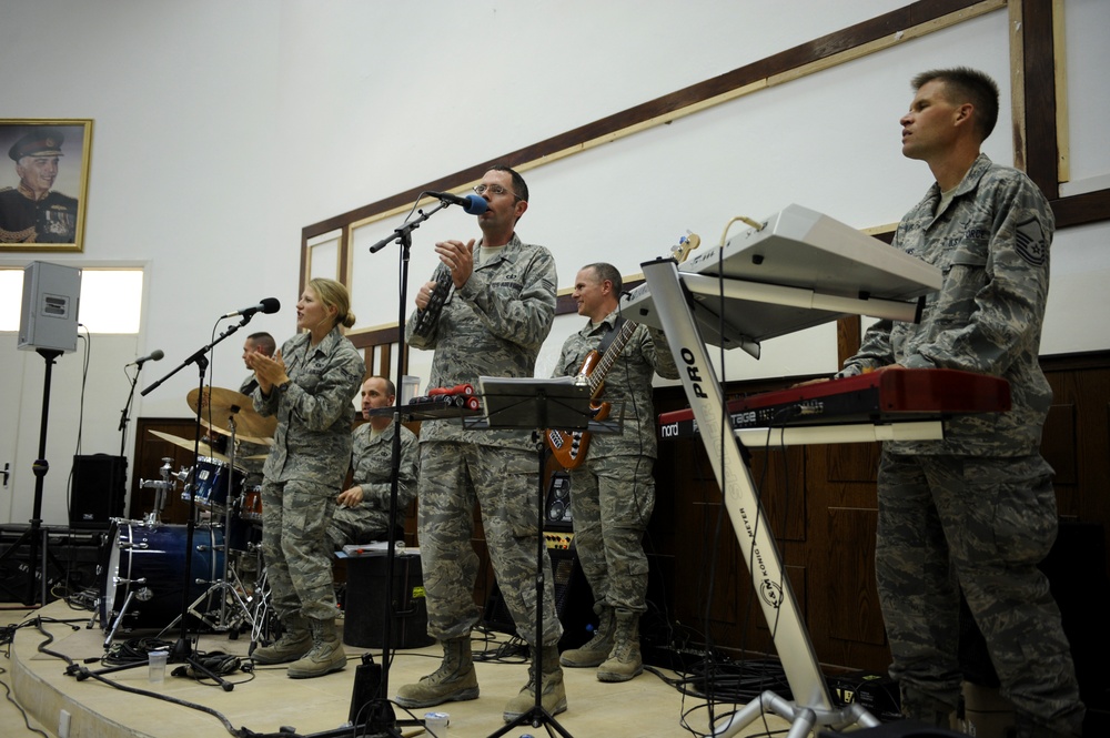 U.S. Air Forces Central Band Galaxy performs at Mu'tah University