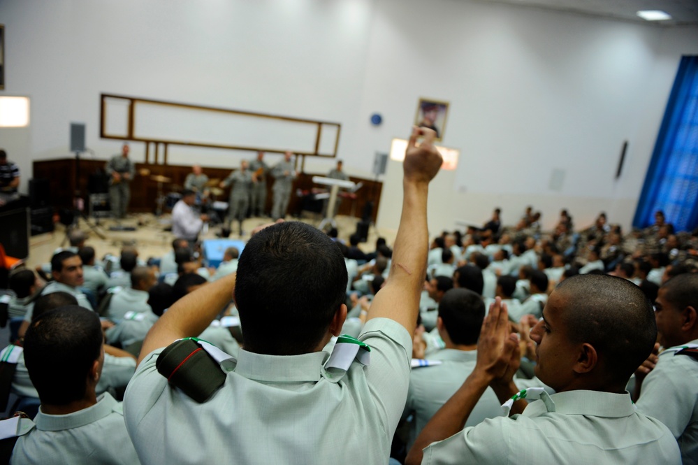 U.S. Air Forces Central Band Galaxy performs at Mu'tah University