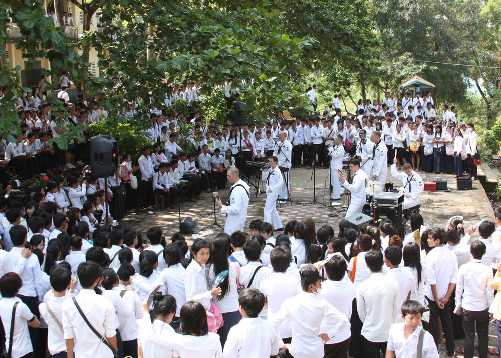 Sailors perform in Cambodia