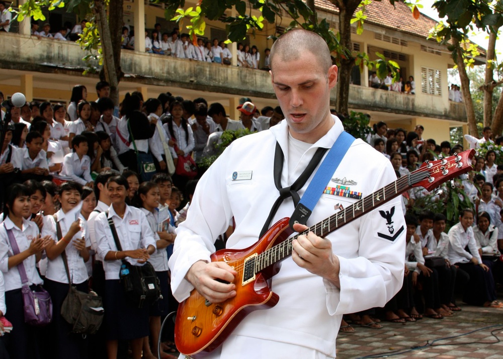 Sailors perform in Cambodia