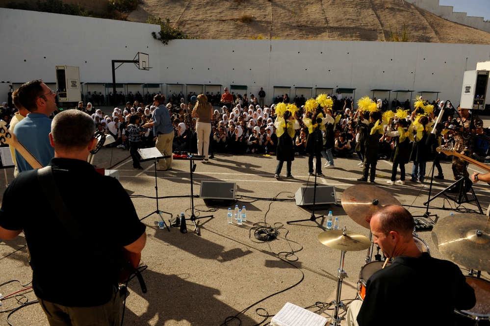 U.S. Air Forces Central Band Galaxy performs at Fatime Zahra' School for Girls