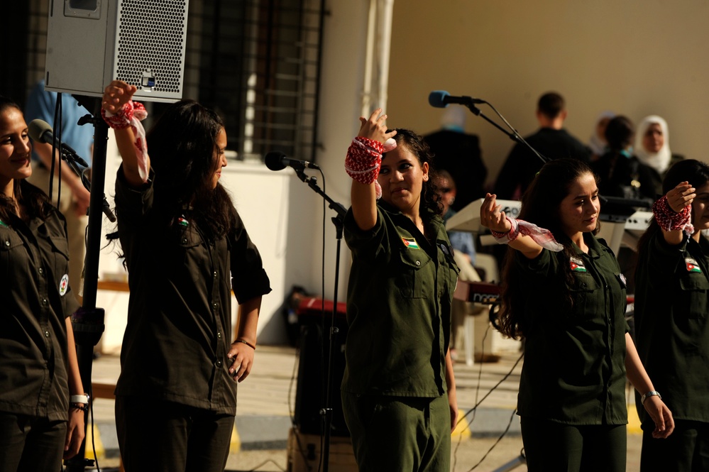 U.S. Air Forces Central Band Galaxy performs at Fatime Zahra' School for Girls