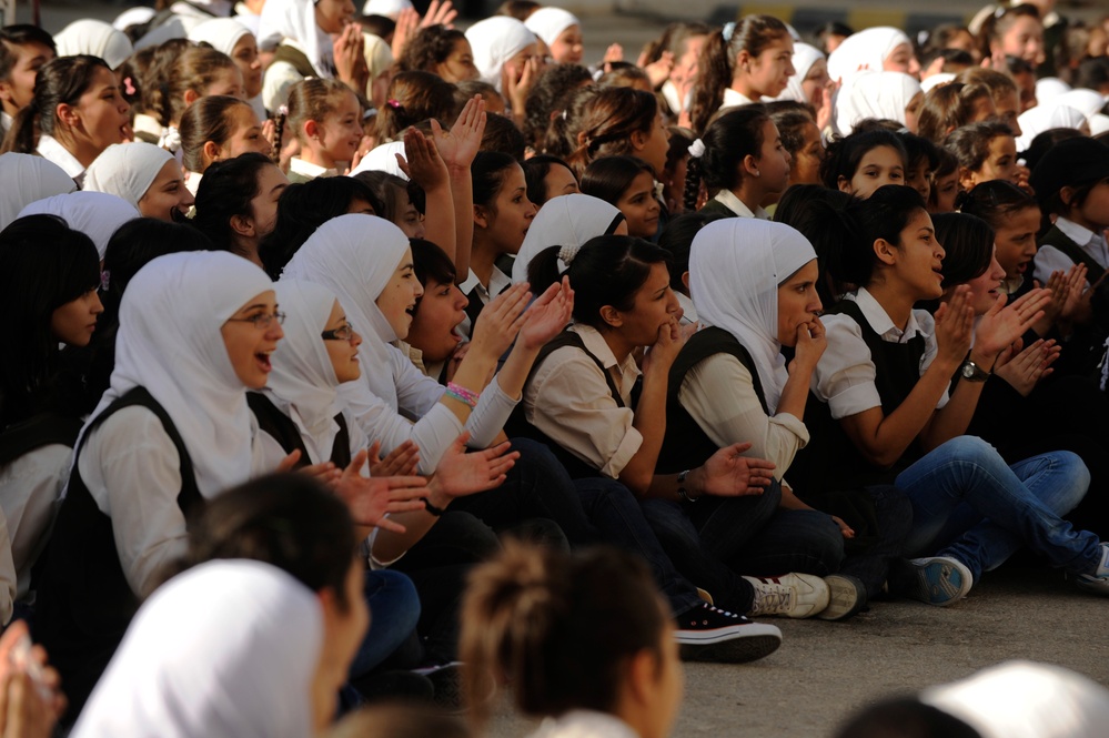 U.S. Air Forces Central Band Galaxy performs at Fatime Zahra' School for Girls