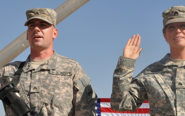 Married in the military: Couple shares experience of being married Soldiers deployed together