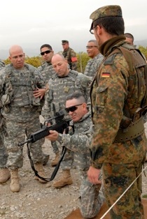 U.S., German soldiers cross train in marksmanship