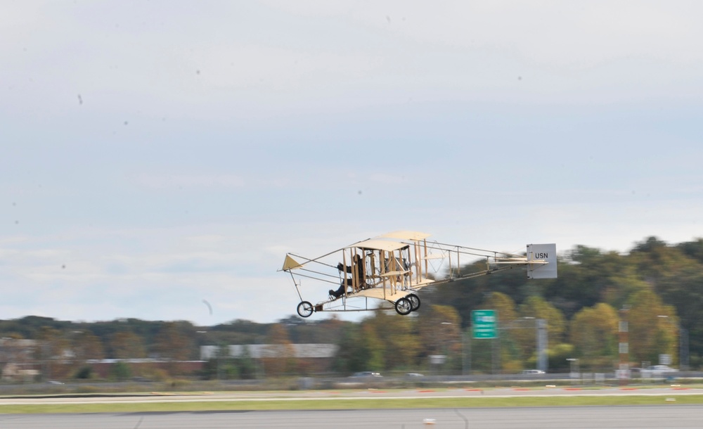 Replica Curtis bi-plane lands at Naval Station Norfolk