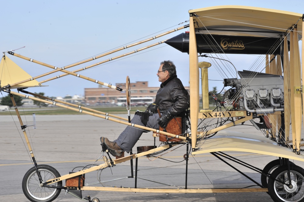 Replica Curtis bi-plane lands at Naval Station Norfolk