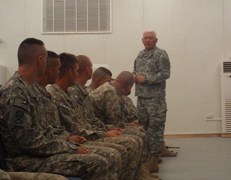 Brig. Gen. Charles Gailes and Command Sgt. Maj. William Jones visit 2101st TC soldiers