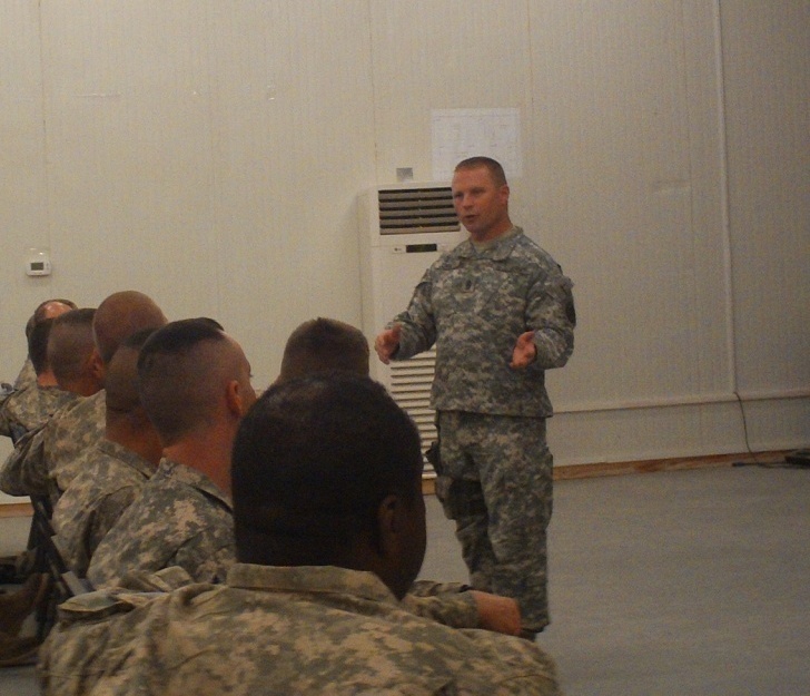 Brig. Gen. Charles Gailes and Command Sgt. Maj. William Jones visit 2101st TC soldiers