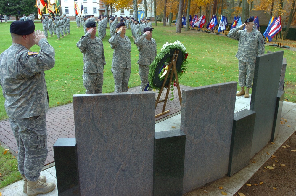 Sgt. Major of the Army speaks at 21st TSC wreath laying, retreat ceremony