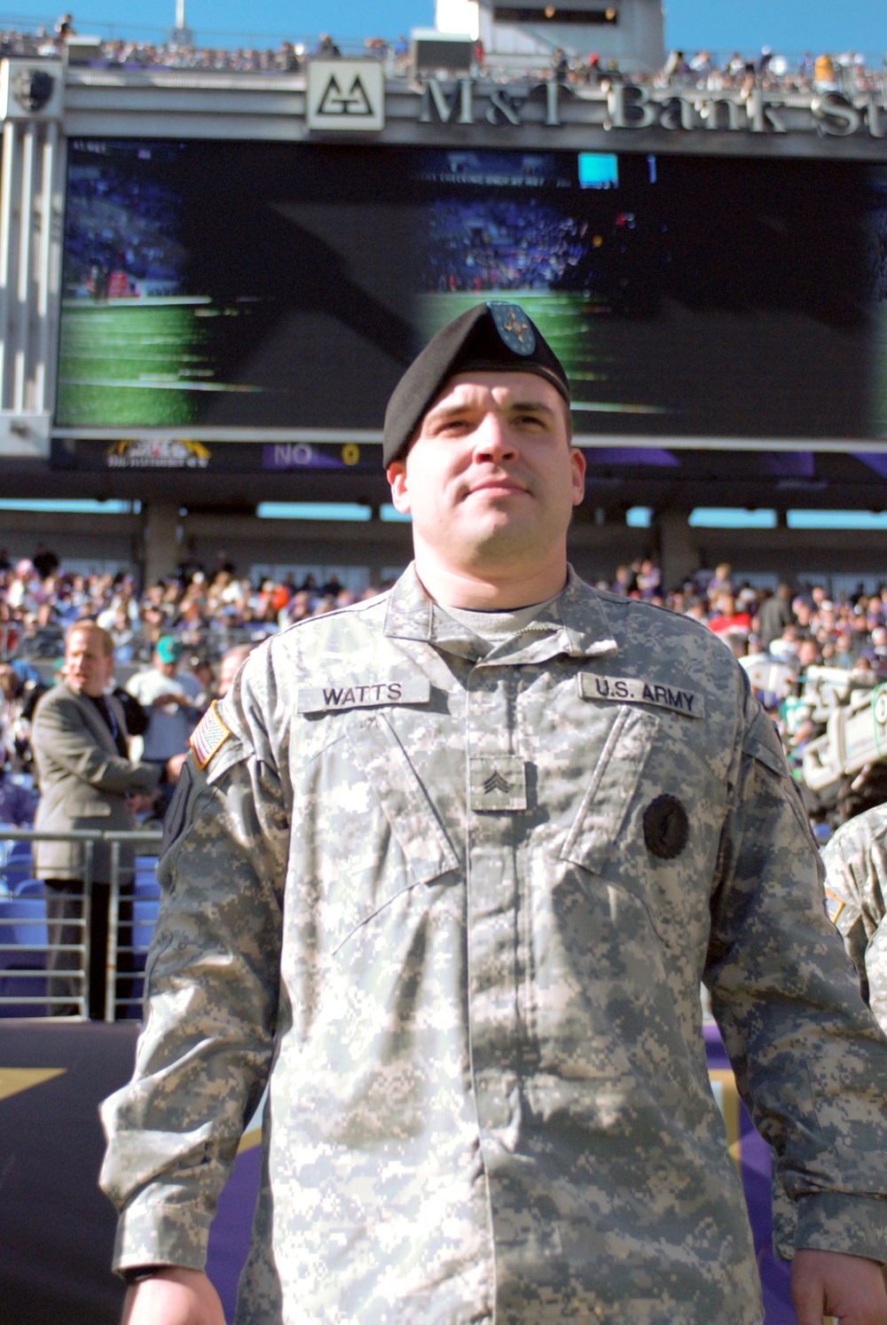 Maryland National Guard service members visit M&amp;T Bank Stadium Sunday November 7, for a Veterans Day celebration.