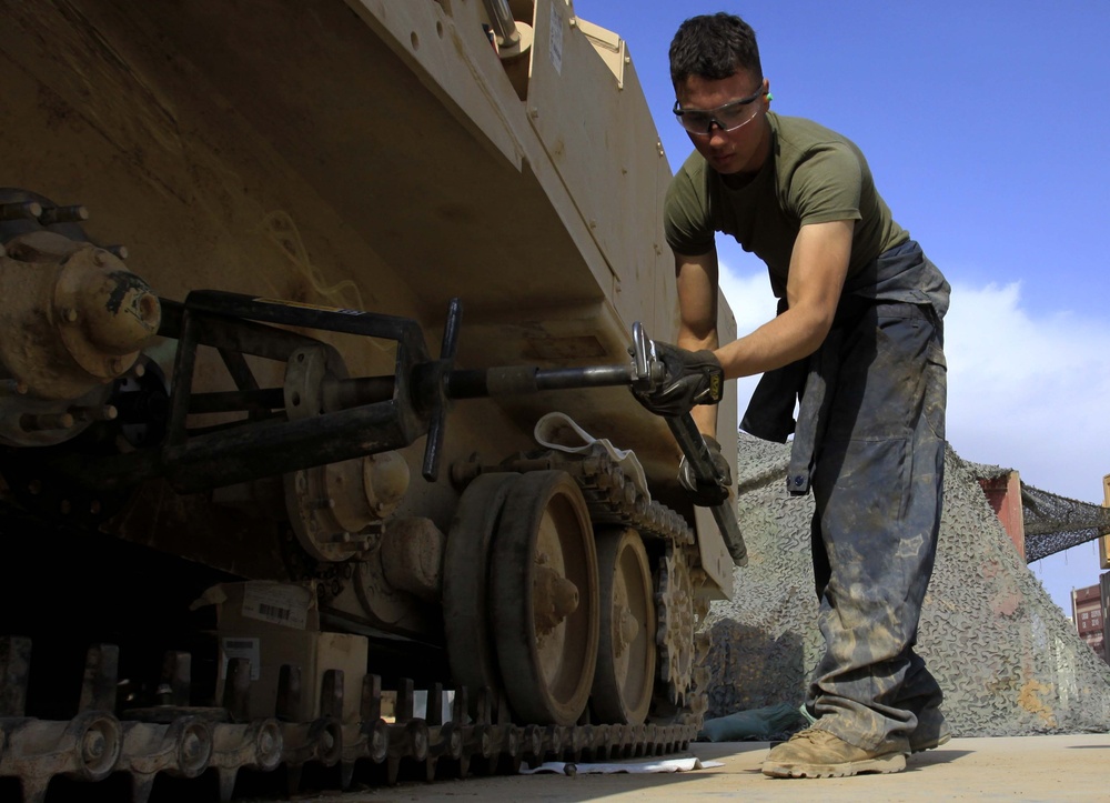 Heavy equipment mechanics repair, return vehicles to warfighters in Afghanistan
