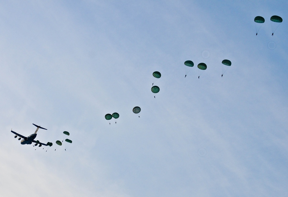 Indian, US Soldiers fills sky with parachutes on combined jump