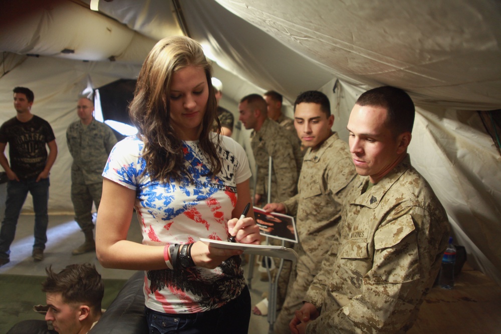 Ayla Brown visits Camp Leatherneck