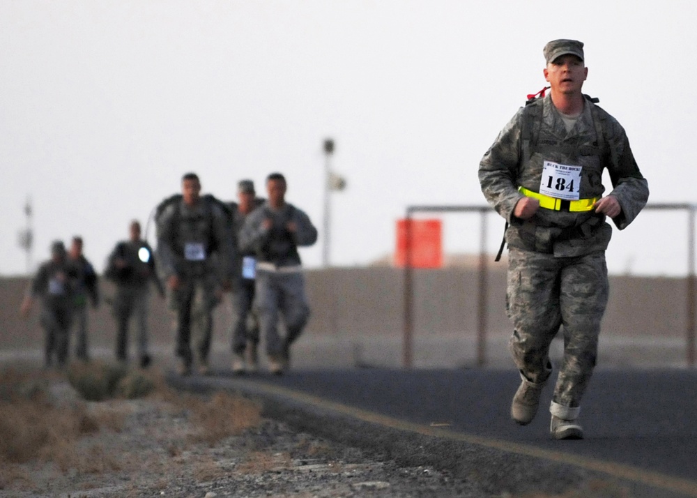 386 AEW Airmen honor POW's with 'Ruck the Rock'