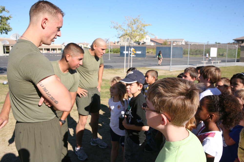 CLR-17 Marines exercise with elementary students