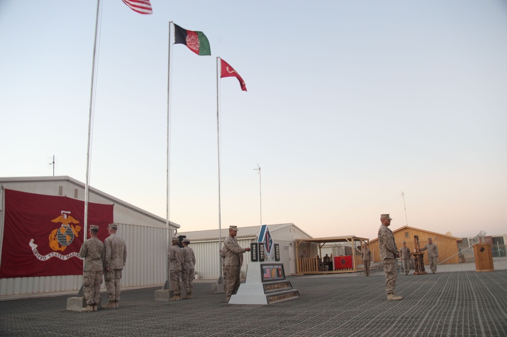 Wounded Warriors honor their fallen brothers during 1st Marine Division (Forward) memorial ceremony