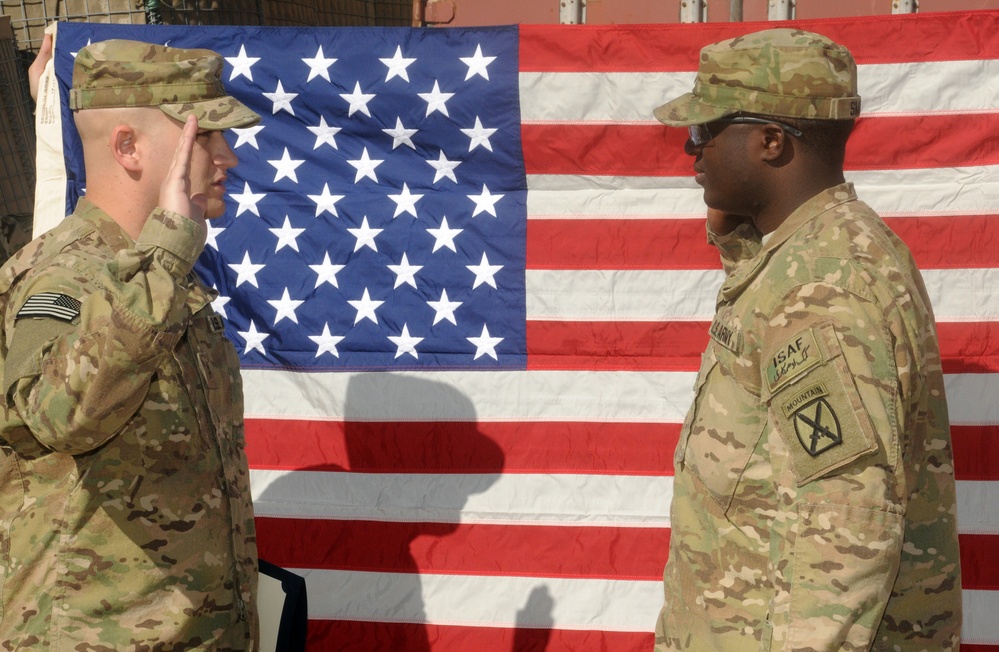TF Patriot BDE HQ Soldiers reenlist in Afghanistan