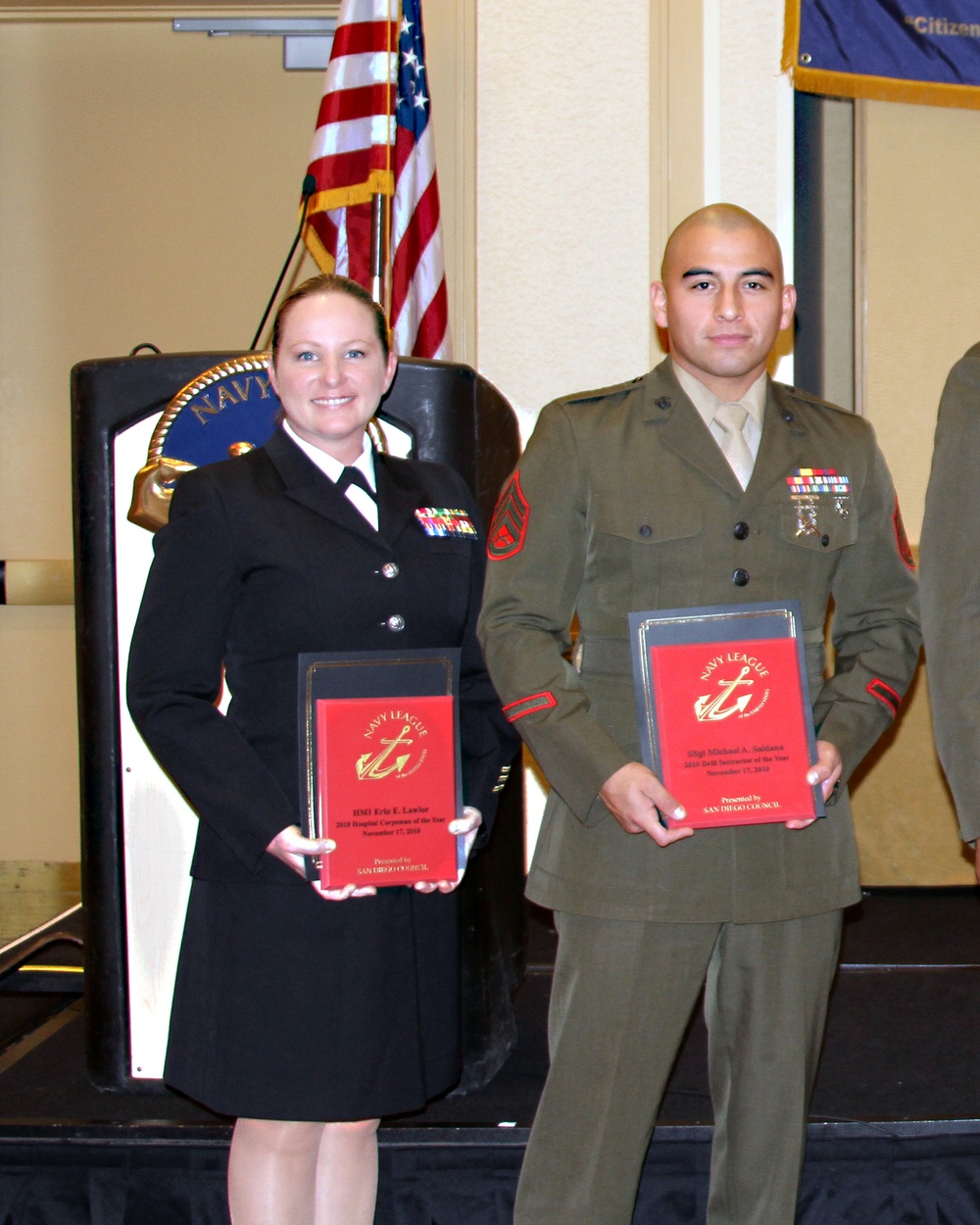 Navy League honors drill instructor, Corpsman
