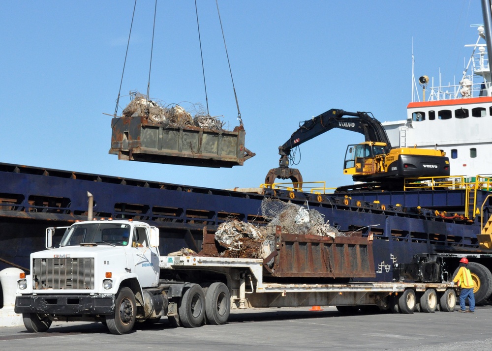 Scrap metal being loaded