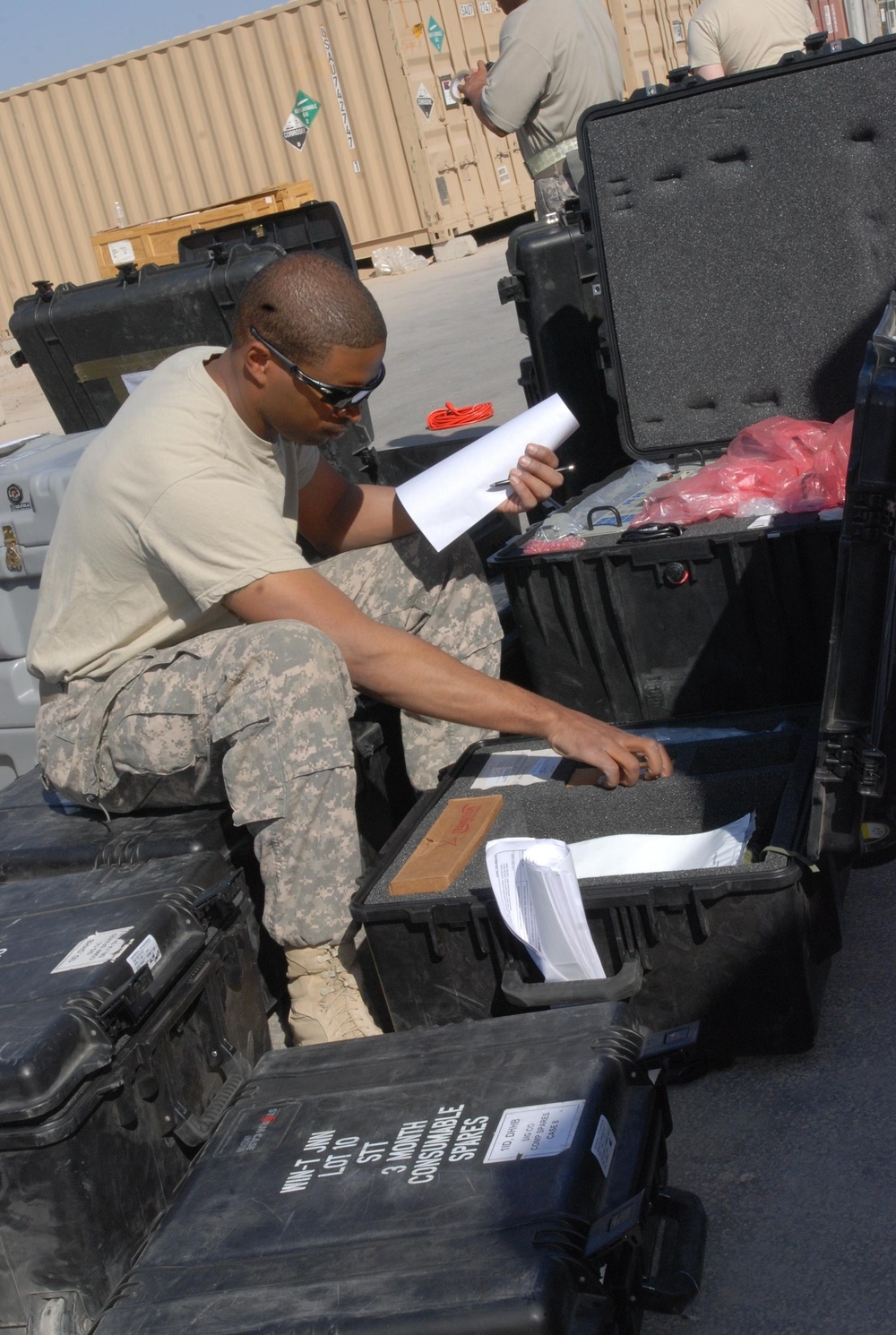 Big Red One headquarters packing bags
