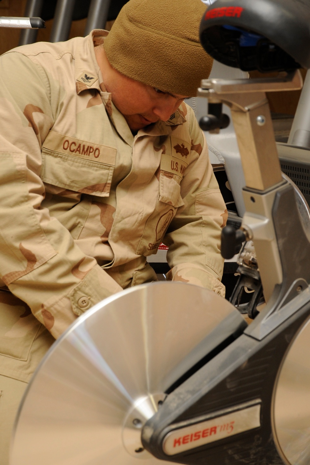 Seabee Repairs Gym Equipment in Afghanistan