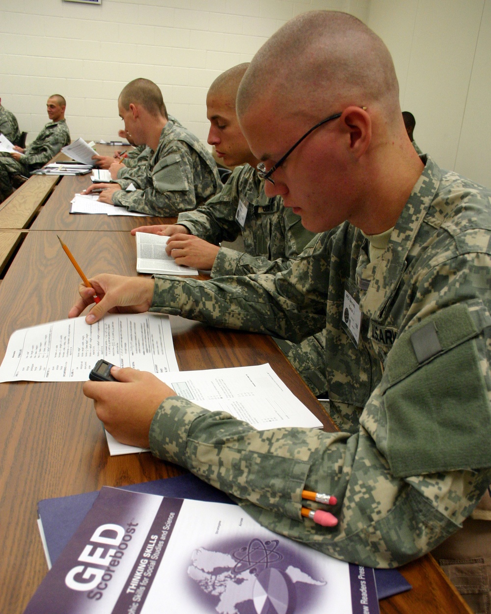 Pvt. Sanchez Prepares for the GED Examination