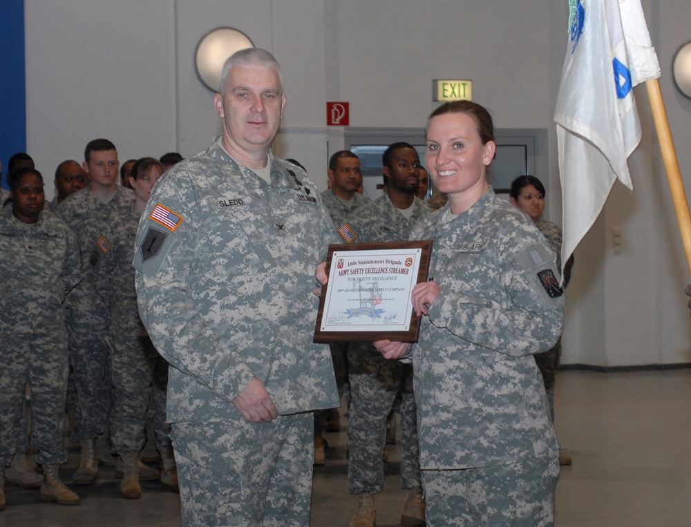 240th QM Company awarded the Army Safety Excellence Streamer