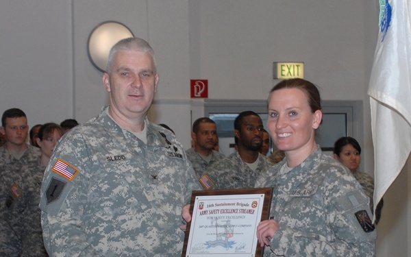 240th QM Company awarded the Army Safety Excellence Streamer