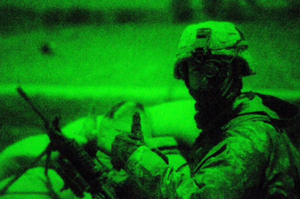 US Soldiers provide night watch