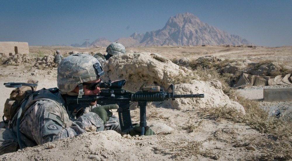 Soldier's patrol in Afghanistan