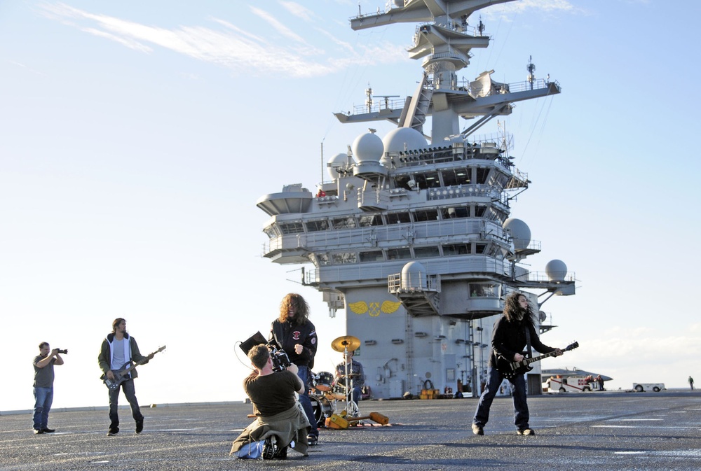 Band Airiel Down Films A Music Video on USS George H.W. Bush
