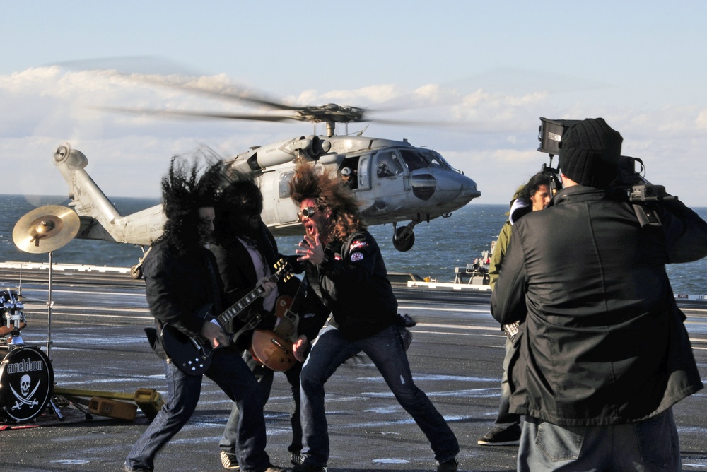 Band Airiel Down Films A Music Video on USS George H.W. Bush