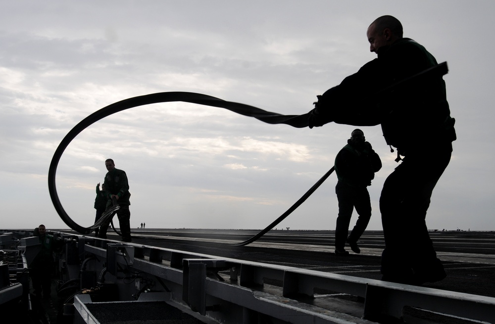 Washdown of the USS George H.W. Bush's Deck