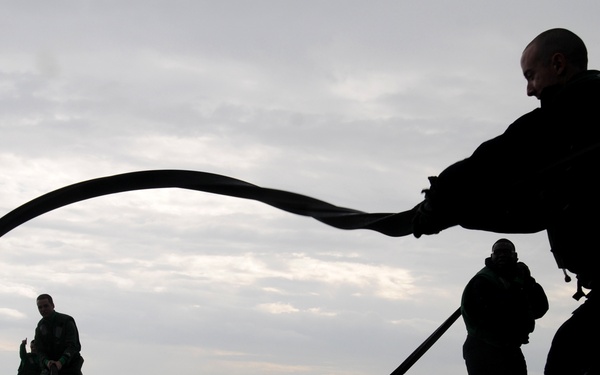 Washdown of the USS George H.W. Bush's Deck