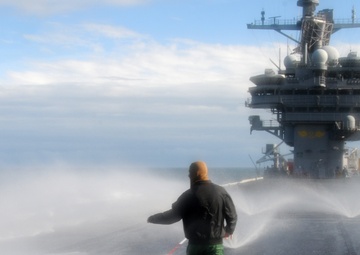 Washdown of the USS George H.W. Bush's Deck