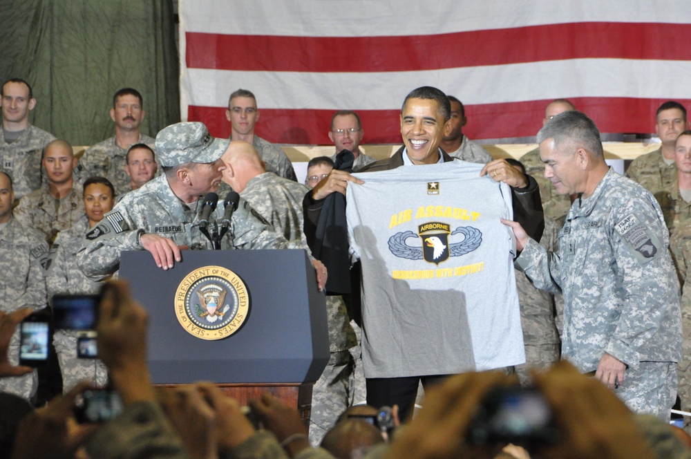 President makes a surprise visit to Bagram Airfield