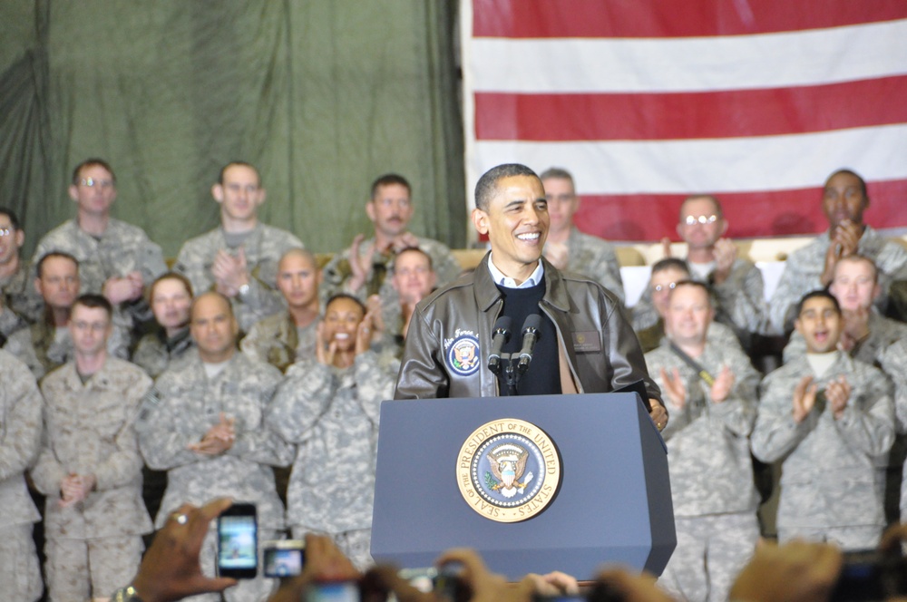 President makes a surprise visit to Bagram Airfield