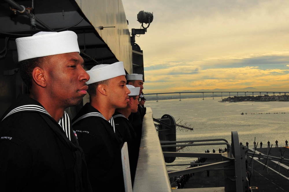 USS Nimitz Departs San Diego