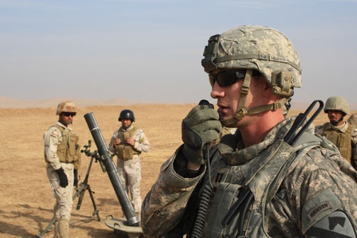 Iraqi mortar crews coordinate fires with US Soldiers