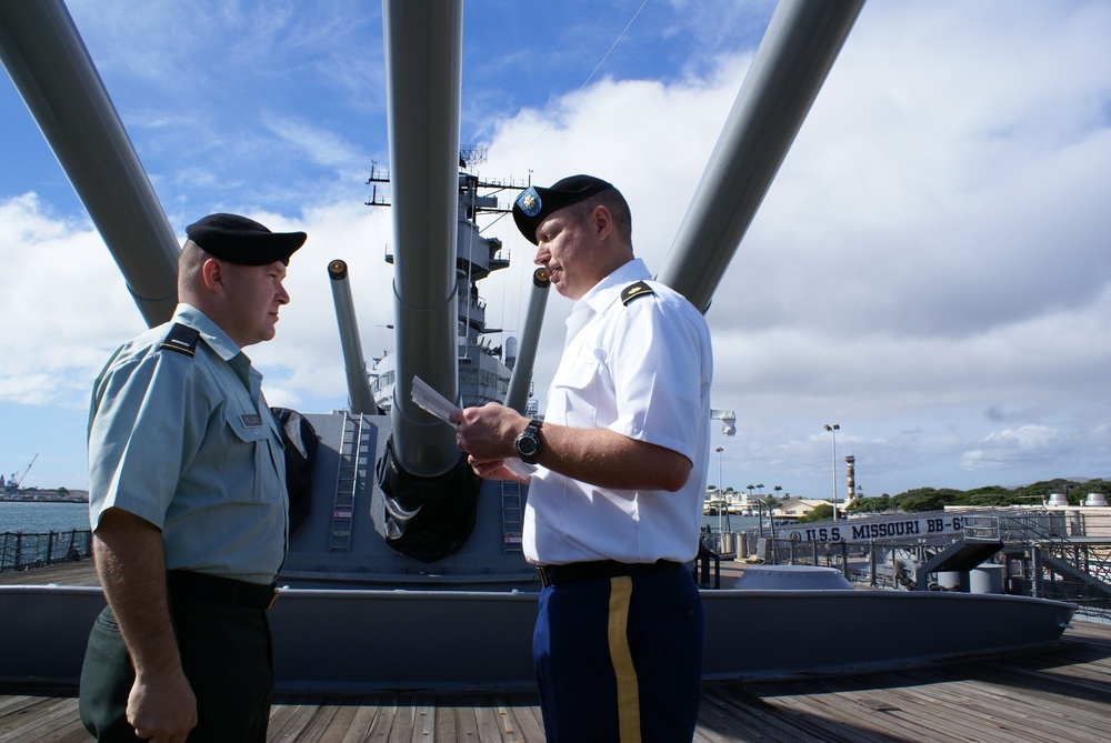 South Dakota National Guard Officer promoted aboard the USS Missouri