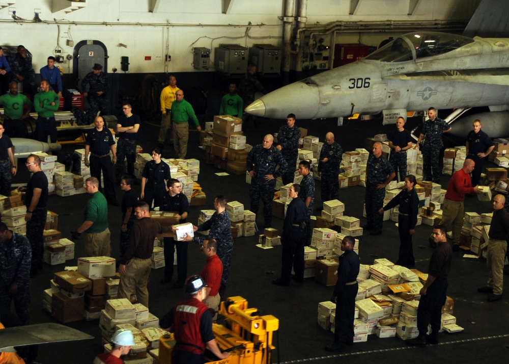 Mail Sorting Aboard USS Abraham Lincoln