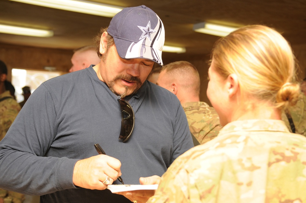 USO tour celebrities visit FOB Shank Soldiers