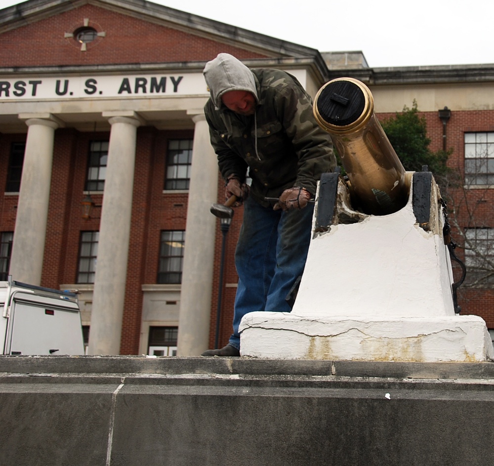 Historic cannons moved from First Army headquarters